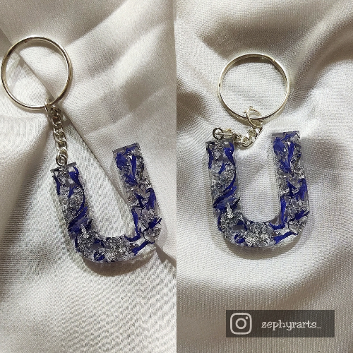 Alphabet Floral Keychains 